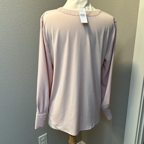 Ann Taylor blush pink blouse small NWT long sleeve v neck - Picture 3 of 5